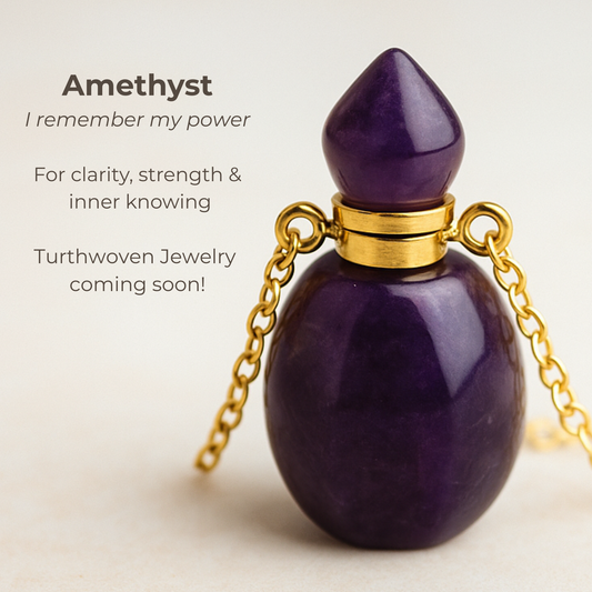 Amethyst Gemstone Perfume Pendant Necklace