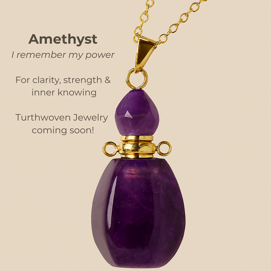 Amethyst Gemstone Perfume Pendant Necklace