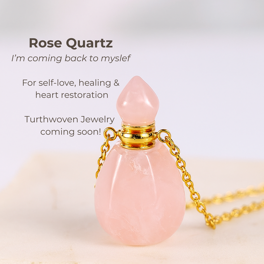 Rose Quartz Gemstone Perfume Pendant Necklace